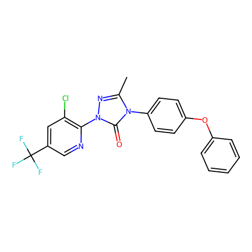 2-[3-chloro-5-(trifluoromethyl)pyridin-2-yl]-5-methyl-4-(4-phenoxyphenyl)-1,2,4-triazol-3-one structure