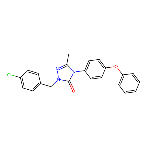 2-(4-chlorobenzyl)-5-methyl-4-(4-phenoxyphenyl)-2,4-dihydro-3H-1,2,4-triazol-3-one structure