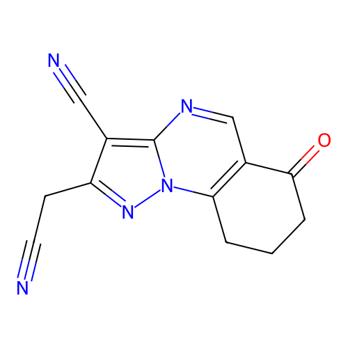 2-(cyanomethyl)-6-oxo-6,7,8,9-tetrahydropyrazolo[1,5-a]quinazoline-3-carbonitrile structure