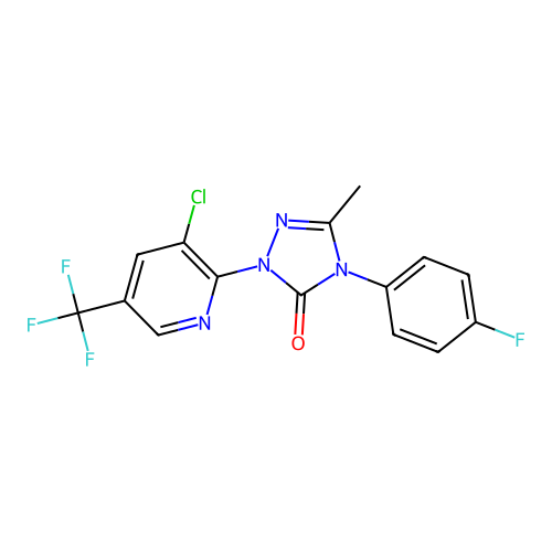 2-[3-chloro-5-(trifluoromethyl)-2-pyridinyl]-4-(4-fluorophenyl)-5-methyl-2,4-dihydro-3H-1,2,4-triazol-3-one structure