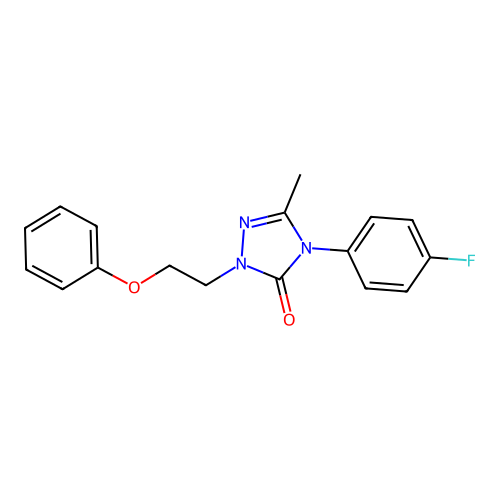 4-(4-fluorophenyl)-5-methyl-2-(2-phenoxyethyl)-2,4-dihydro-3H-1,2,4-triazol-3-one structure