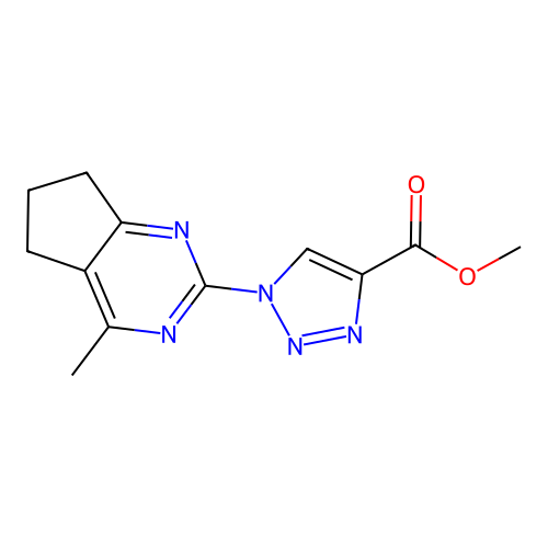 methyl 1-(4-methyl-6,7-dihydro-5H-cyclopenta[d]pyrimidin-2-yl)-1H-1,2,3-triazole-4-carboxylate structure