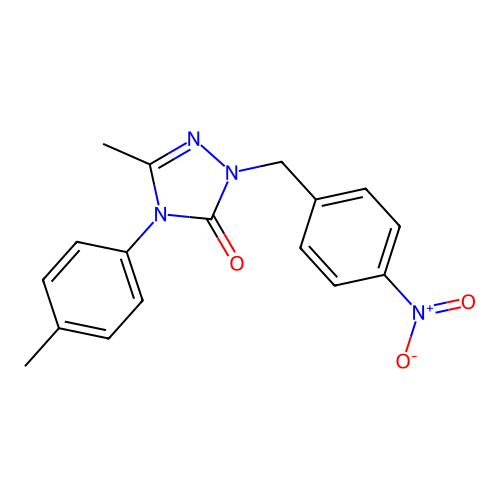 5-methyl-4-(4-methylphenyl)-2-(4-nitrobenzyl)-2,4-dihydro-3H-1,2,4-triazol-3-one structure