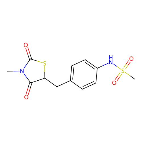N-{4-[(3-methyl-2,4-dioxo-1,3-thiazolan-5-yl)methyl]phenyl}methanesulfonamide structure