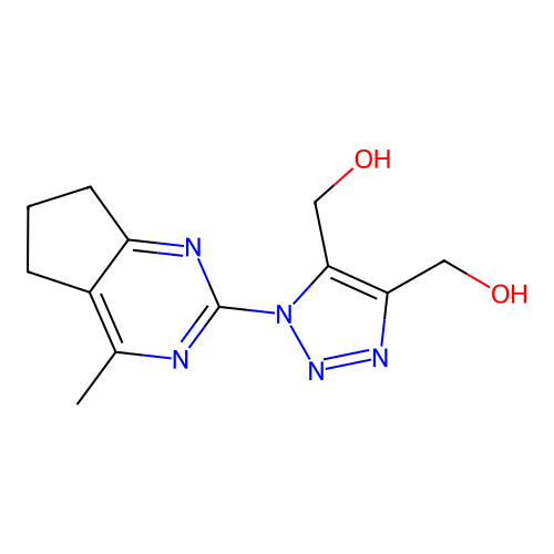 [4-(hydroxymethyl)-1-(4-methyl-6,7-dihydro-5H-cyclopenta[d]pyrimidin-2-yl)-1H-1,2,3-triazol-5-yl]methanol structure