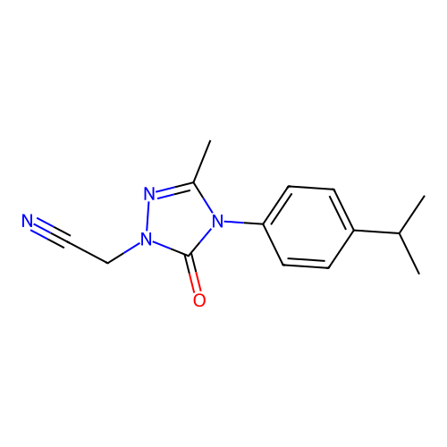 2-[4-(4-isopropylphenyl)-3-methyl-5-oxo-4,5-dihydro-1H-1,2,4-triazol-1-yl]acetonitrile structure