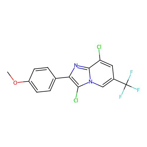 3,8-Dichloro-2-(4-methoxyphenyl)-6-(trifluoromethyl)imidazo[1,2-a]pyridine structure
