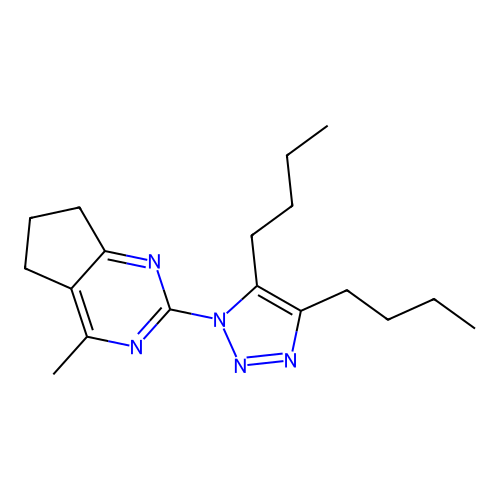 2-(4,5-dibutyl-1H-1,2,3-triazol-1-yl)-4-methyl-6,7-dihydro-5H-cyclopenta[d]pyrimidine structure