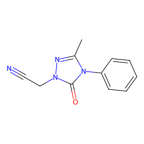 2-(3-methyl-5-oxo-4-phenyl-4,5-dihydro-1H-1,2,4-triazol-1-yl)acetonitrile structure