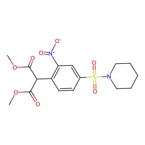Dimethyl 2-[2-nitro-4-(piperidinosulfonyl)phenyl]-malonate structure