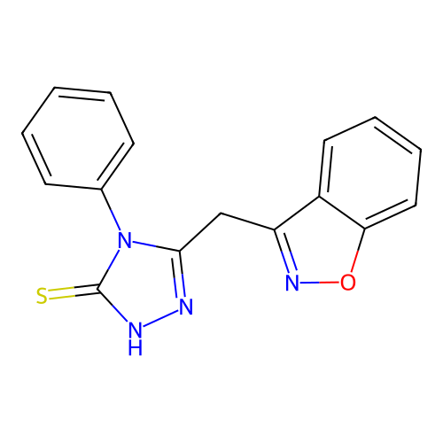 5-(1,2-benzisoxazol-3-ylmethyl)-4-phenyl-4H-1,2,4-triazole-3-thiol structure
