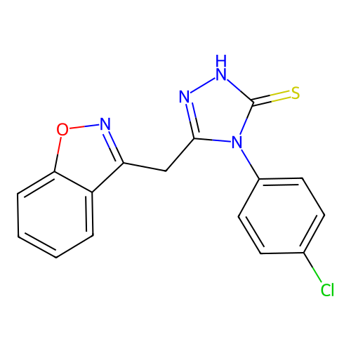 5-(1,2-benzisoxazol-3-ylmethyl)-4-(4-chlorophenyl)-4H-1,2,4-triazole-3-thiol structure