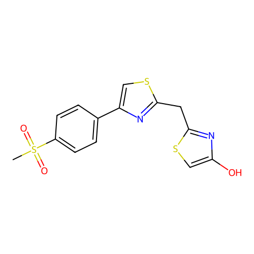 2-({4-[4-(Methylsulfonyl)phenyl]-1,3-thiazol-2-yl}methyl)-1,3-thiazol-4-ol structure
