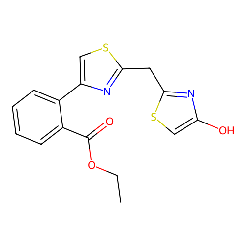 ethyl 2-{2-[(4-hydroxy-1,3-thiazol-2-yl)methyl]-1,3-thiazol-4-yl}benzenecarboxylate structure