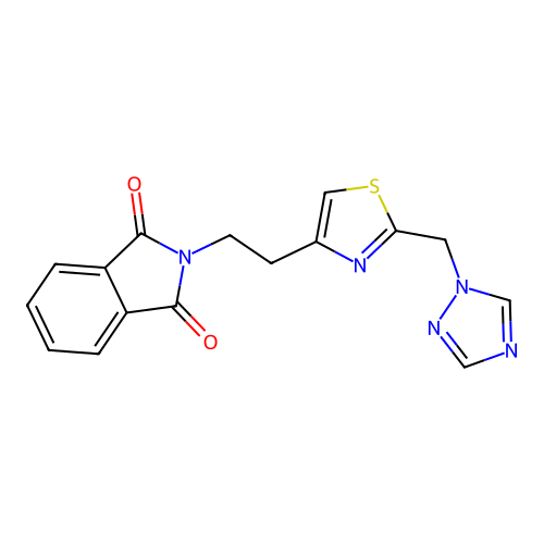 2-{2-[2-(1H-1,2,4-triazol-1-ylmethyl)-1,3-thiazol-4-yl]ethyl}-1H-isoindole-1,3(2H)-dione structure