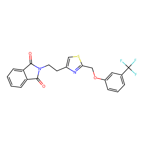 2-[2-[2-[[3-(trifluoromethyl)phenoxy]methyl]-1,3-thiazol-4-yl]ethyl]isoindole-1,3-dione structure