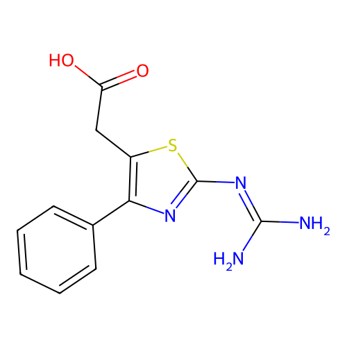 2-(2-{[Amino(imino)methyl]amino}-4-phenyl-1,3-thiazol-5-yl)acetic acid structure