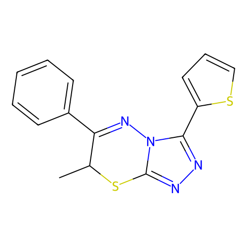 7-methyl-6-phenyl-3-(2-thienyl)-7H-[1,2,4]triazolo[3,4-b][1,3,4]thiadiazine structure