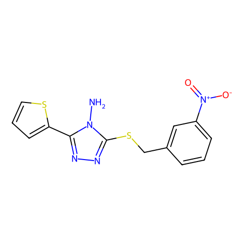 3-[(3-nitrobenzyl)sulfanyl]-5-(2-thienyl)-4H-1,2,4-triazol-4-amine structure
