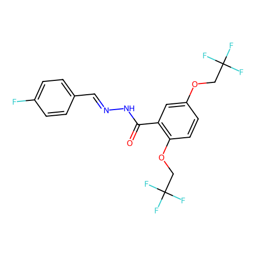 N-[(4-fluorophenyl)methylideneamino]-2,5-bis(2,2,2-trifluoroethoxy)benzamide structure