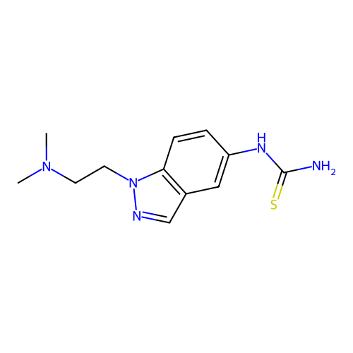 N-{1-[2-(dimethylamino)ethyl]-1H-indazol-5-yl}thiourea structure