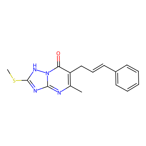 5-methyl-2-(methylsulfanyl)-6-[(E)-3-phenyl-2-propenyl][1,2,4]triazolo[1,5-a]pyrimidin-7-ol structure