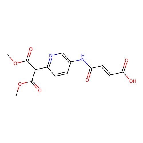 (E)-4-({6-[2-methoxy-1-(methoxycarbonyl)-2-oxoethyl]-3-pyridinyl}amino)-4-oxo-2-butenoic acid structure