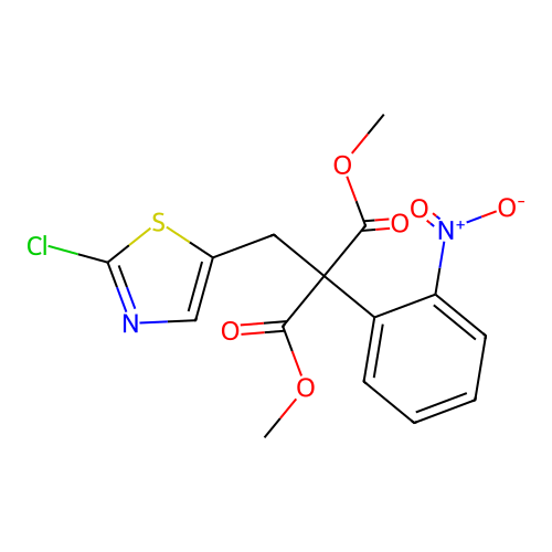 Dimethyl 2-[(2-chloro-1,3-thiazol-5-yl)methyl]-2-(2-nitrophenyl)malonate structure
