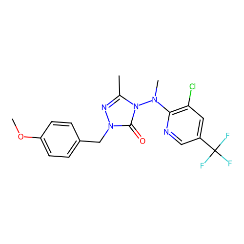 4-[[3-chloro-5-(trifluoromethyl)-2-pyridinyl](methyl)amino]-2-(4-methoxybenzyl)-5-methyl-2,4-dihydro-3H-1,2,4-triazol-3-one structure