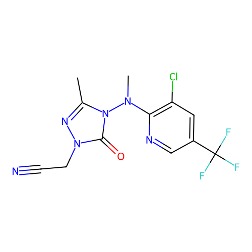 2-{4-[[3-chloro-5-(trifluoromethyl)-2-pyridinyl](methyl)amino]-3-methyl-5-oxo-4,5-dihydro-1H-1,2,4-triazol-1-yl}acetonitrile structure