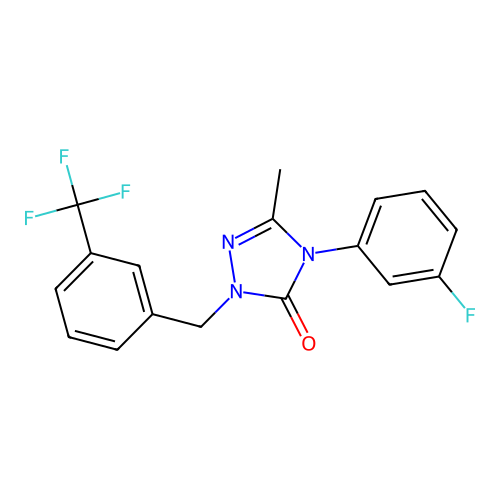 4-(3-fluorophenyl)-5-methyl-2-[3-(trifluoromethyl)benzyl]-2,4-dihydro-3H-1,2,4-triazol-3-one structure