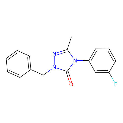 2-Benzyl-4-(3-fluorophenyl)-5-methyl-1,2,4-triazol-3-one structure