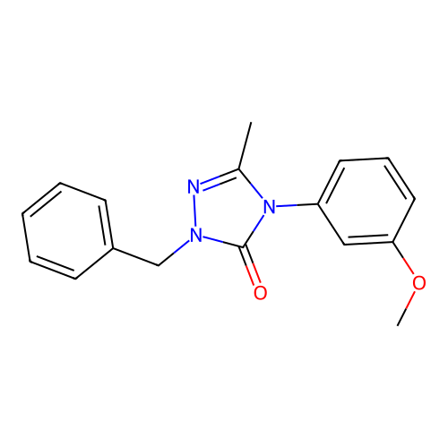 2-benzyl-4-(3-methoxyphenyl)-5-methyl-2,4-dihydro-3H-1,2,4-triazol-3-one structure