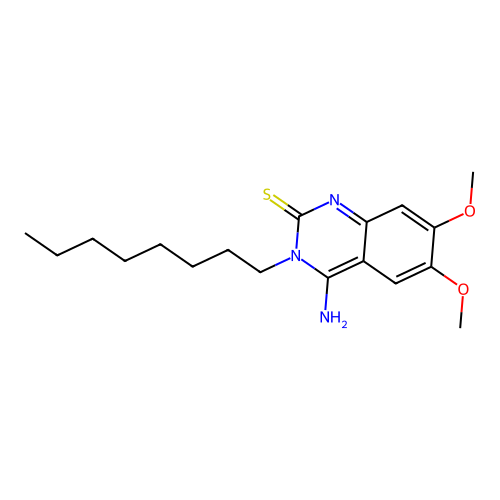 4-imino-6,7-dimethoxy-3-octyl-3,4-dihydro-2(1H)-quinazolinethione structure