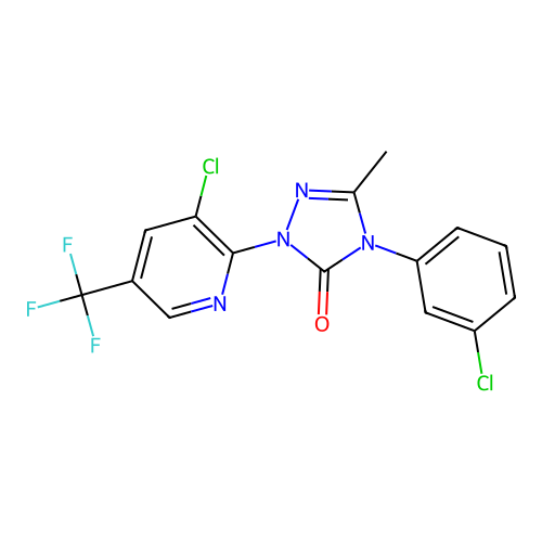 4-(3-chlorophenyl)-2-[3-chloro-5-(trifluoromethyl)-2-pyridinyl]-5-methyl-2,4-dihydro-3H-1,2,4-triazol-3-one structure