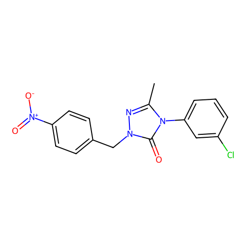 4-(3-chlorophenyl)-5-methyl-2-(4-nitrobenzyl)-2,4-dihydro-3H-1,2,4-triazol-3-one structure
