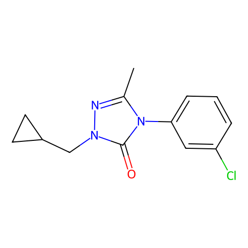 4-(3-chlorophenyl)-2-(cyclopropylmethyl)-5-methyl-2,4-dihydro-3H-1,2,4-triazol-3-one structure