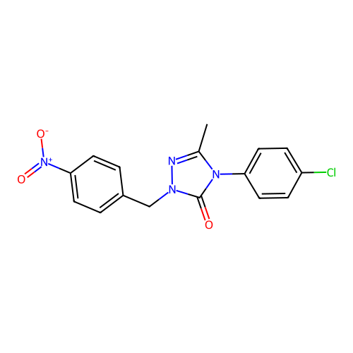 4-(4-chlorophenyl)-5-methyl-2-(4-nitrobenzyl)-2,4-dihydro-3H-1,2,4-triazol-3-one structure