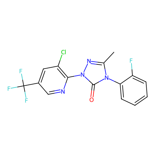 2-[3-chloro-5-(trifluoromethyl)-2-pyridinyl]-4-(2-fluorophenyl)-5-methyl-2,4-dihydro-3H-1,2,4-triazol-3-one structure