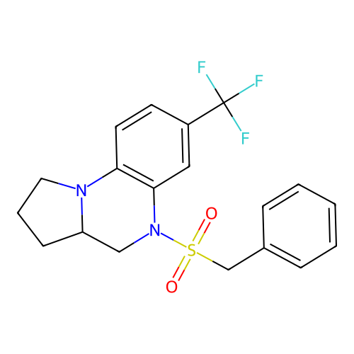 5-(benzylsulfonyl)-7-(trifluoromethyl)-1,2,3,3a,4,5-hexahydropyrrolo[1,2-a]quinoxaline structure
