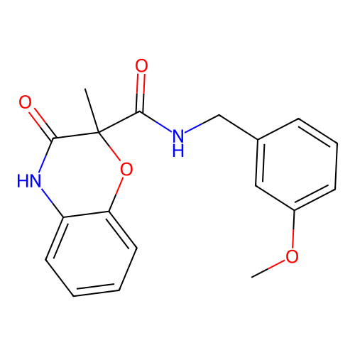 N-(3-methoxybenzyl)-2-methyl-3-oxo-3,4-dihydro-2H-1,4-benzoxazine-2-carboxamide structure