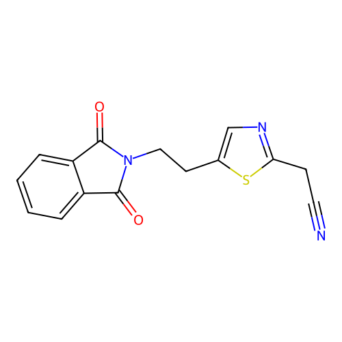 2-{5-[2-(1,3-dioxo-1,3-dihydro-2H-isoindol-2-yl)ethyl]-1,3-thiazol-2-yl}acetonitrile structure
