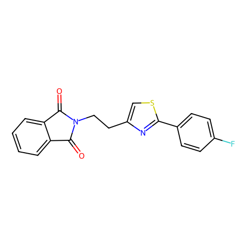 2-{2-[2-(4-fluorophenyl)-1,3-thiazol-4-yl]ethyl}-1H-isoindole-1,3(2H)-dione structure