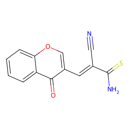 (E)-2-cyano-3-(4-oxo-4H-chromen-3-yl)-2-propenethioamide structure