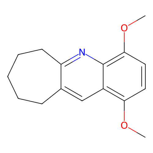 1,4-dimethoxy-7,8,9,10-tetrahydro-6H-cyclohepta[b]quinoline structure