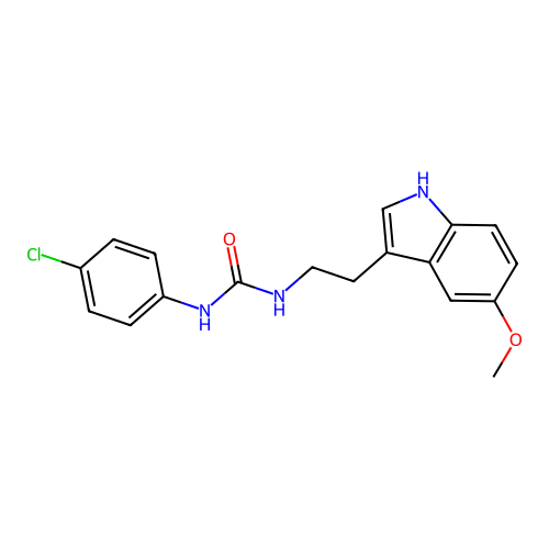 N-(4-chlorophenyl)-N'-[2-(5-methoxy-1H-indol-3-yl)ethyl]urea structure