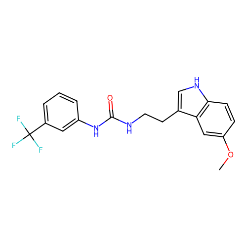 N-[2-(5-methoxy-1H-indol-3-yl)ethyl]-N'-[3-(trifluoromethyl)phenyl]urea structure