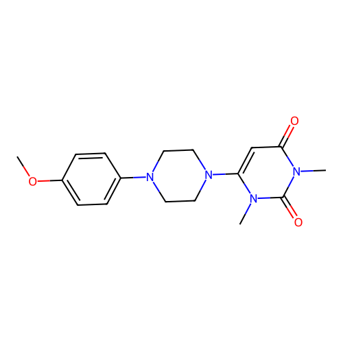 6-[4-(4-methoxyphenyl)piperazino]-1,3-dimethyl-2,4(1H,3H)-pyrimidinedione structure