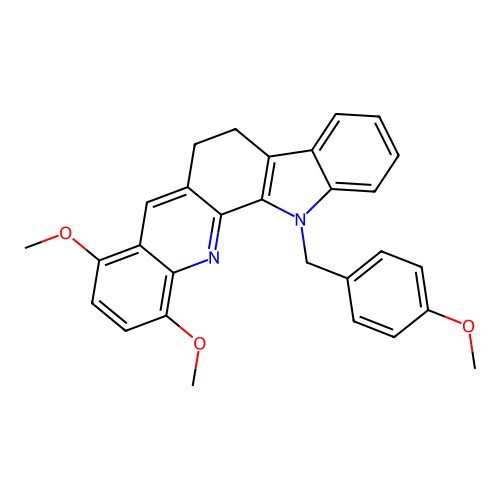 8,11-dimethoxy-13-(4-methoxybenzyl)-6,13-dihydro-5H-indolo[3,2-c]acridine structure
