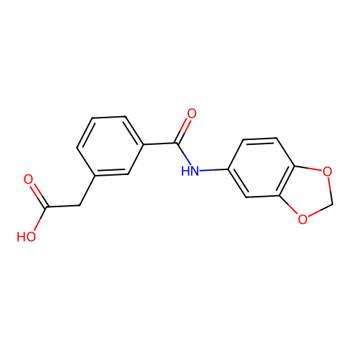 2-{3-[(1,3-Benzodioxol-5-ylamino)carbonyl]phenyl}acetic acid structure